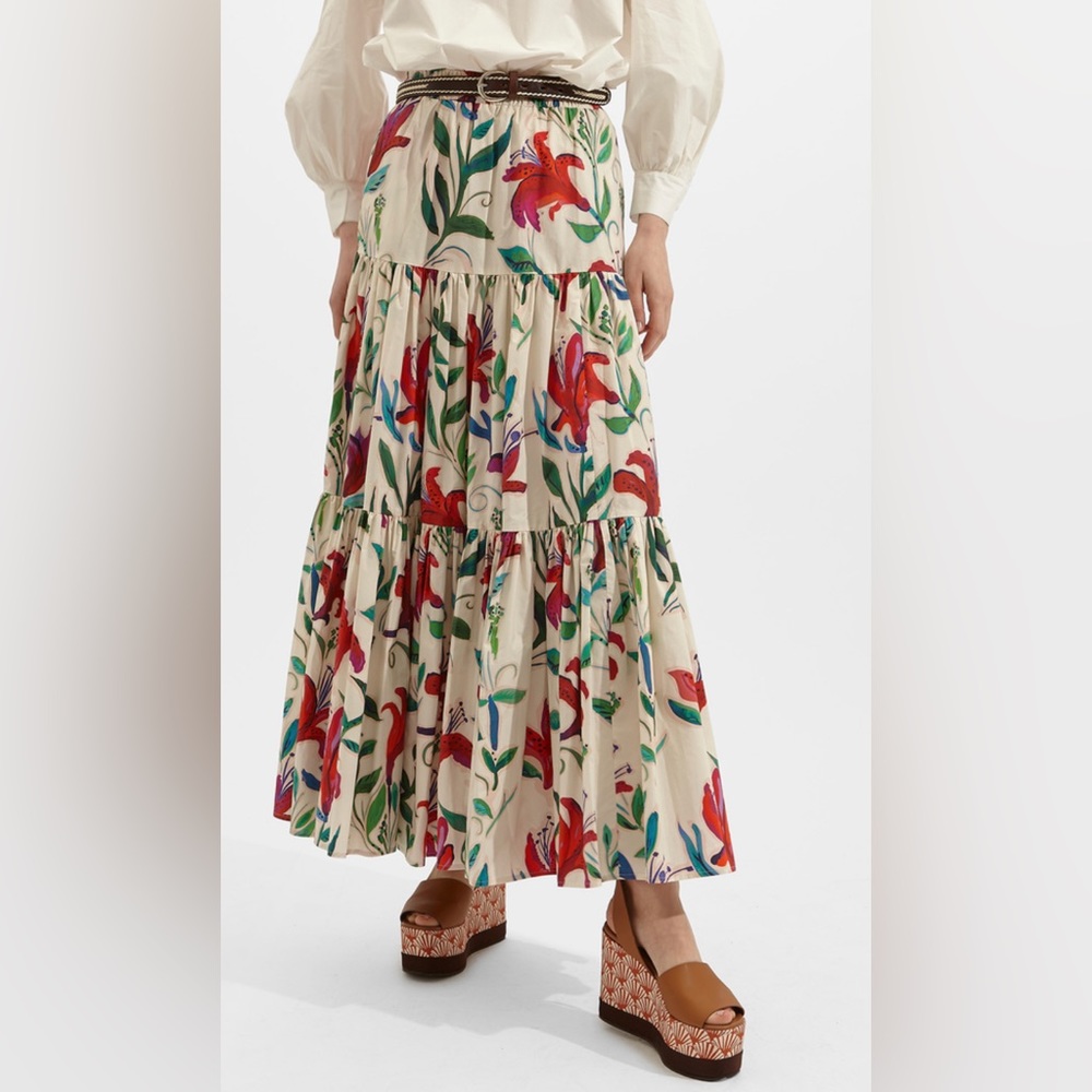 ! La double J Big Skirt White Lily in Popeline Cotton sz small